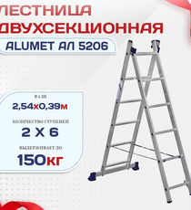 Лестница двухсекционная Alumet Ал 5206 - stroymarket66.ru - Челябинск