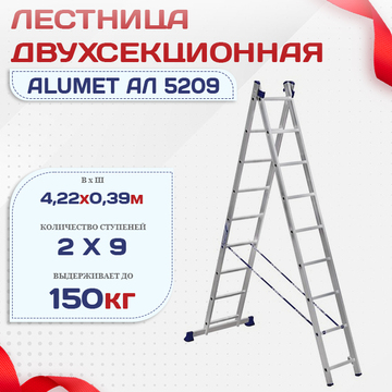 Лестница двухсекционная Alumet Ал 5209 - stroymarket66.ru - Челябинск