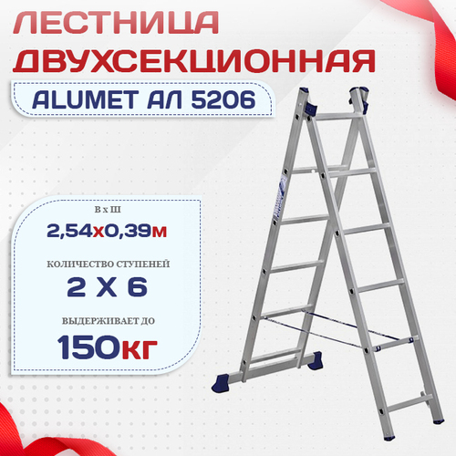 Лестница двухсекционная Alumet Ал 5206 - stroymarket66.ru - Челябинск