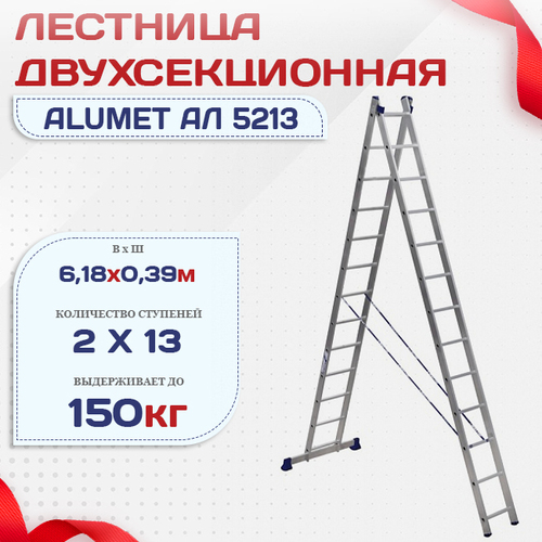 Лестница двухсекционная Alumet Ал 5213 - stroymarket66.ru - Челябинск